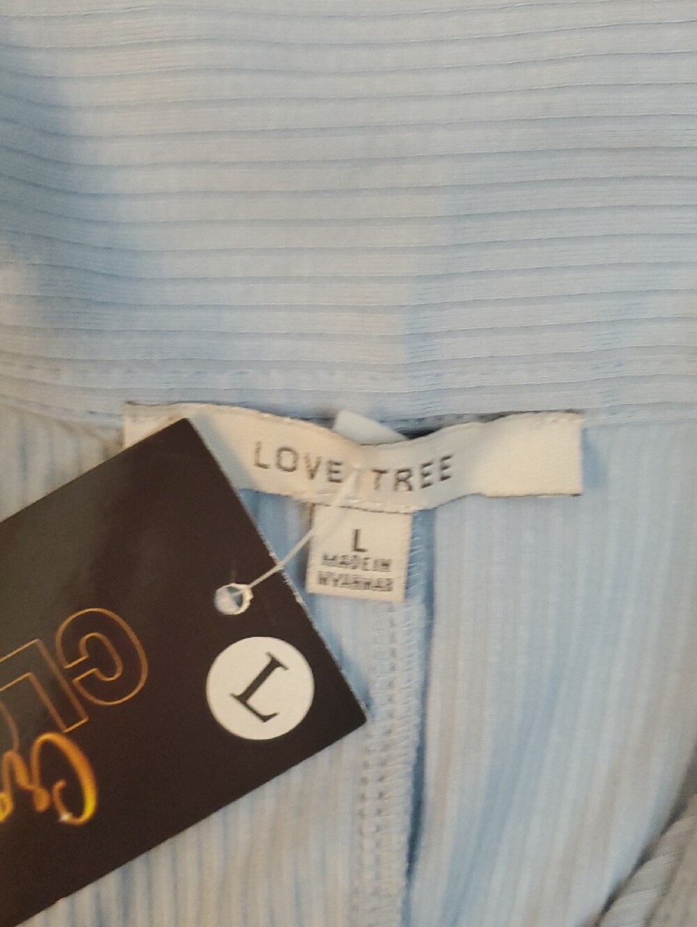 Love Tree Romper Ribbed Light Blue Size Large - Picture 2 of 9